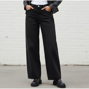 J.Crew 31T Black Low Rise Wide Leg Jeans Style CH955 Tall Long Denim Trouser EUC